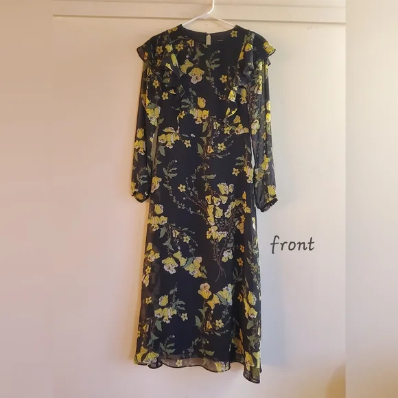 Who What Wear Black Floral Dress Long Sleeve Size XS - Picture 2 of 10